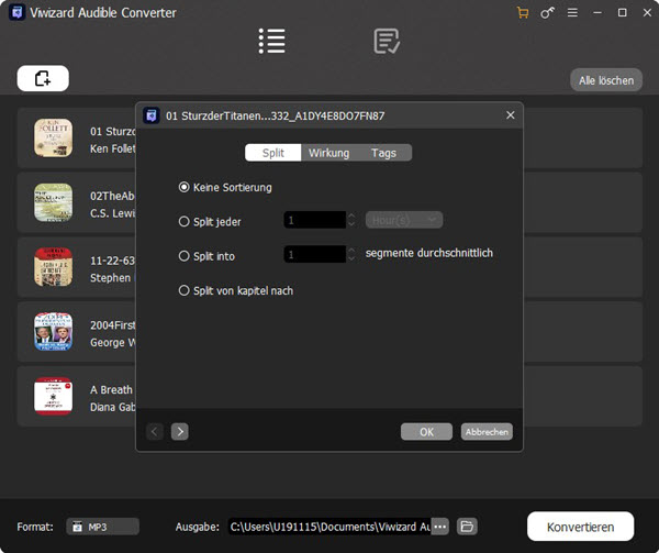 Audible Hörbücher aufteilen