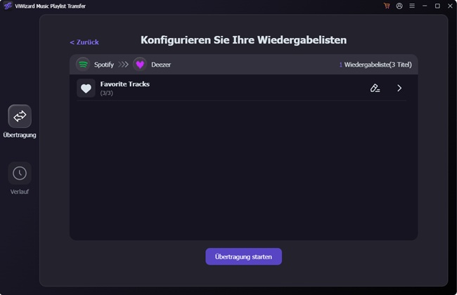 In die Ziel-Playlist verschieben