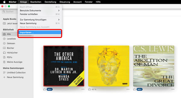 Hörbuch in Apple Books importieren
