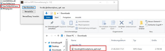 Audible in MP3 umwandeln kostenlos mit AaxToMp3GUI.exe