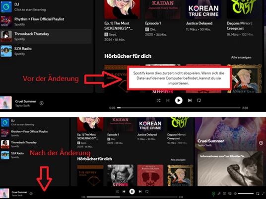 Ändern des Tonausgabegeräts Ergebnis