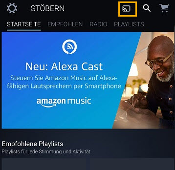  Amazon Music App auf Android Cast-Funktion