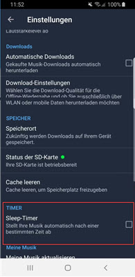 Sleep Timer bei Amazon Music App erstellen Android