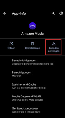 Amazon Muisc beenden erzwingen