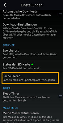 Amazon Music Cache leeren Android