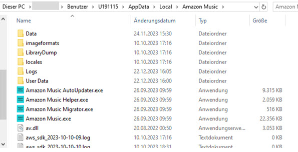 Amazon Music Downloads finden PC