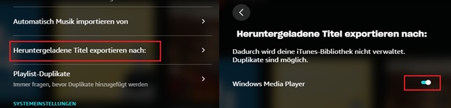 Amazon Music heruntergladene Titel nach Windows Media Player synchronisieren