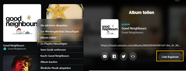 Amazon Music URL kopieren
