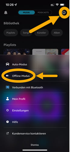 Amazon Music offline Modus iPhone