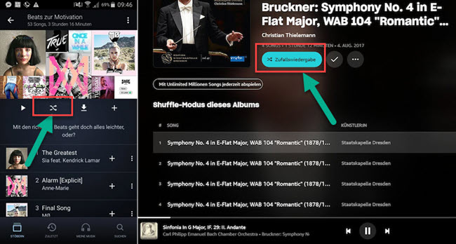 Amazon Music Zufallswiedergabe ausschalten für Unlimited