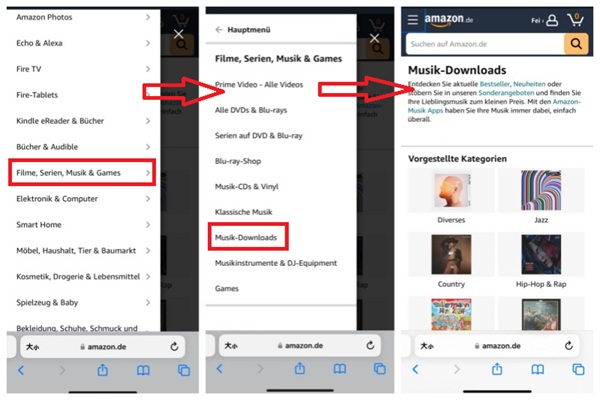 Amazon Musik Downloads anzeigen iOS