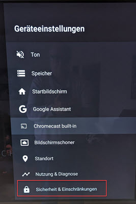 Android TV Geräteinstellungen