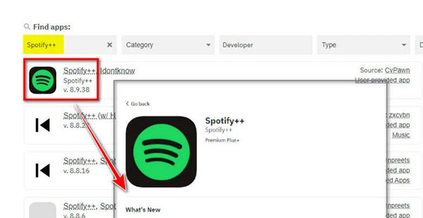 Spotify++ von AppDB installieren