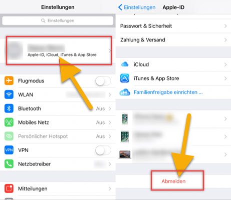 Apple ID abmelden