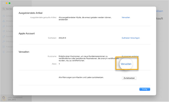 Überprüfen des Apple Music Abonnements Mac