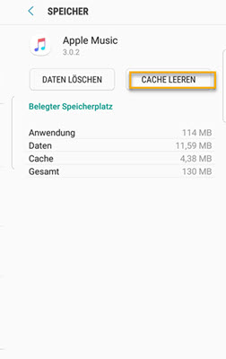 Apple Music Cache leeren Android