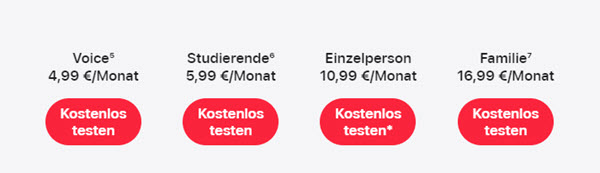 Apple Music Pläne