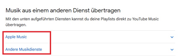 Apple Music auf YouTube Music verschieben