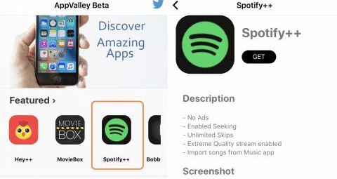 Spotify++ im AppValley installieren