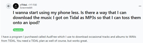 AudFree Tidal Music Converter Reddit-Bewertung