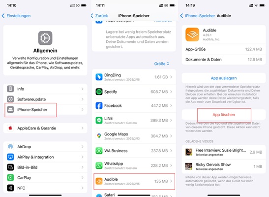 Audible App-Cache leeren iPhone