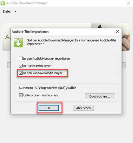 Audible Download Manager Audible Titel importieren