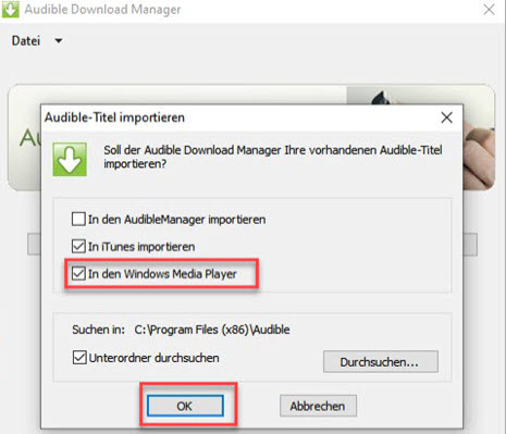 Audible Download Manager Audible Titel importieren