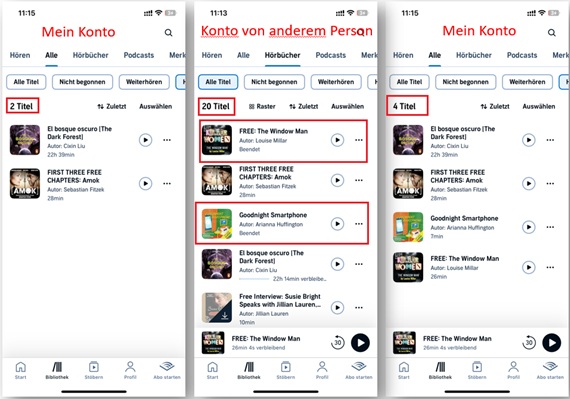 Audible Downloads auf mehreren Benutzern nutzen