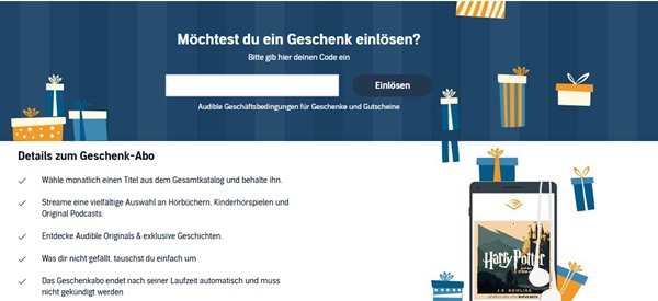 Audible Geschenk einlösen