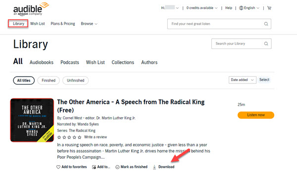 Audible von Webseite herunterladen
