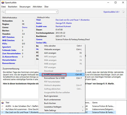 Audible in MP3 / M4B umwandeln OpenAudible