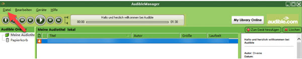Audible Manager Datei hinzufügen