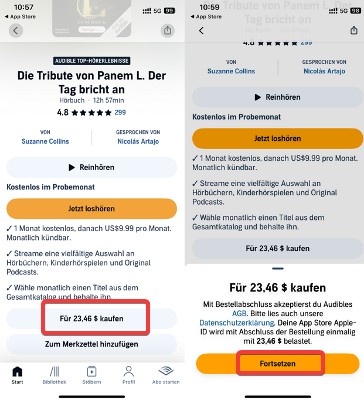 Audible ohne Abo kaufen Handy