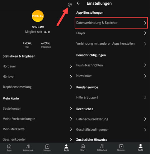 Audible Speicherort ändern Android