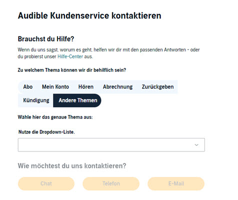 Audible Support kontaktieren