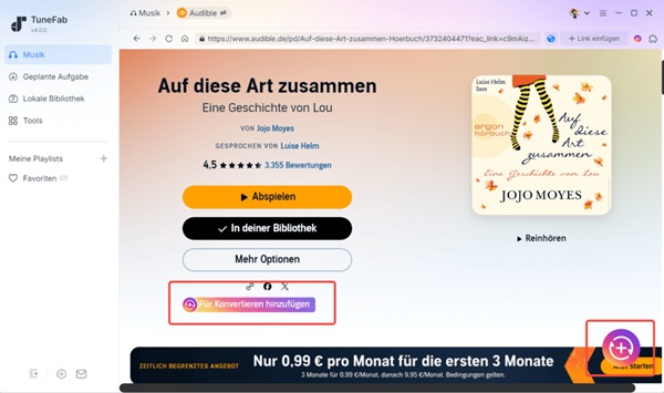 Audible Hörbücher zu TuneFab hinzufügen