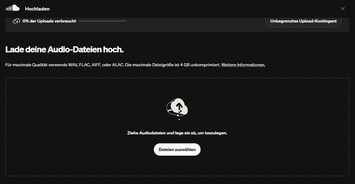 Musik in SoundCloud hochladen