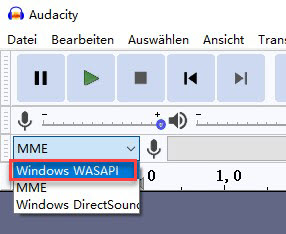 Audacity Windows WASPI auswählen
