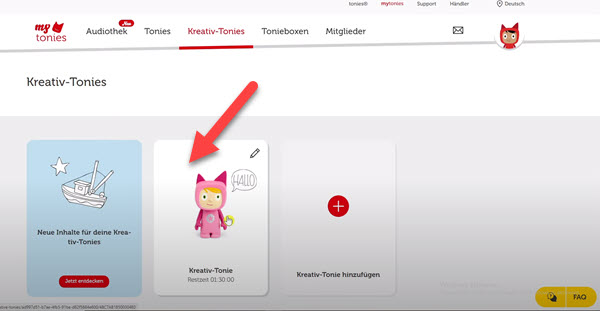 Auf Ihre Kreativ-Tonie klicken