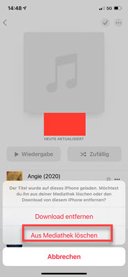 Aus Mediathek entfernen iPhone