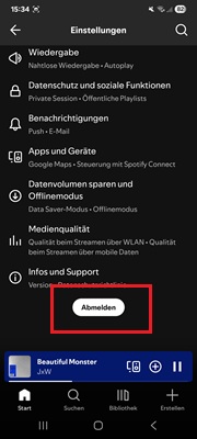 Aus Ihrem Spotify Konto abmelden