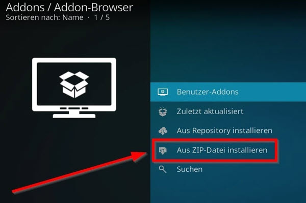 Aus Zip-Datei installieren Kodi