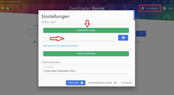 Bei Deezloader Remix anmelden