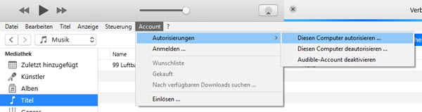 Bei iTunes autorisieren