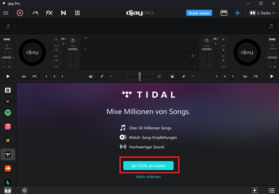 Bei TIDAL anmelden