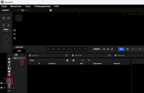 Bei TIDAL anmelden in Rekordbox
