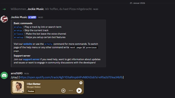 Discord-Bot spielt Musik ab