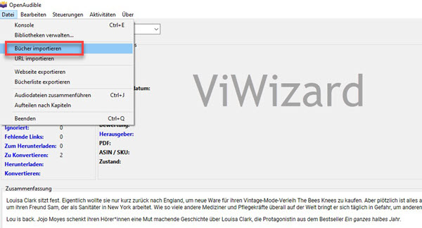 Bücher importieren OpenAudible