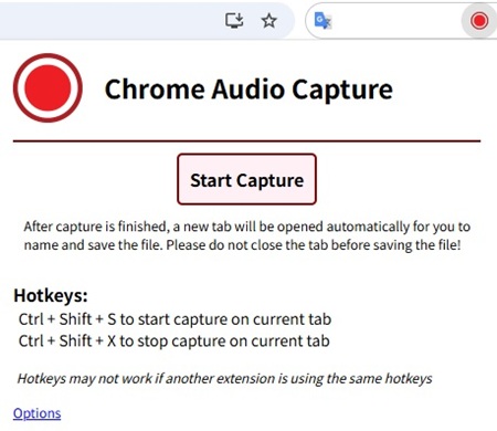 Chrome Audio Capture Aufnahme starten