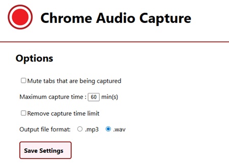 Chrome Audio Capture Einstellungen